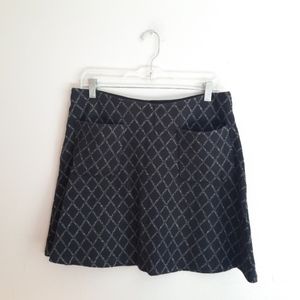 Loft Black & White Diamond Patterned Mini Skirt